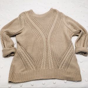 Tan cable knit sweater, size medium